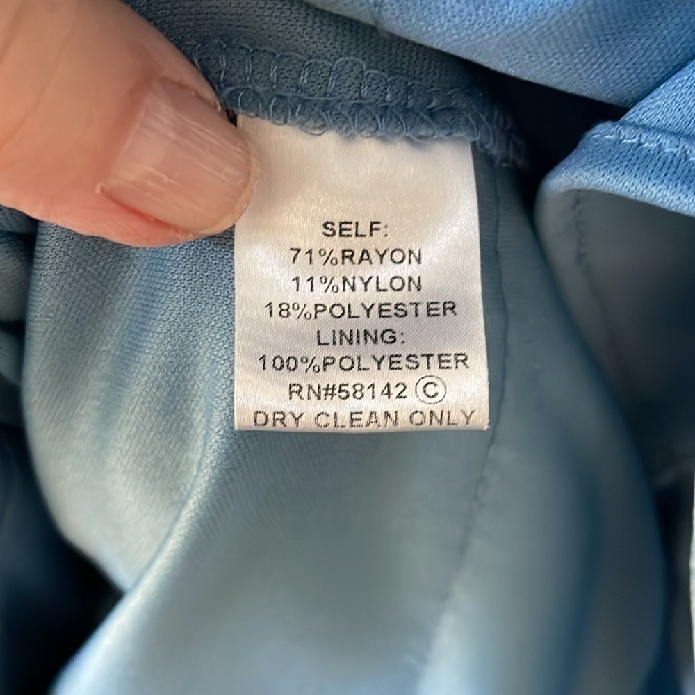 London Times Light Blue Tiered V-Neck Cocktail Dress - Picture 7 of 7